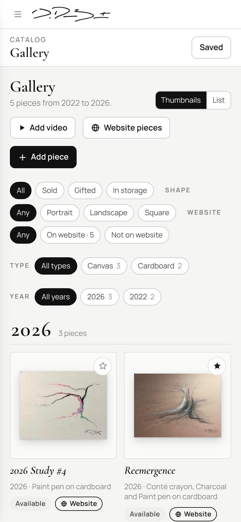 The catalog on a phone