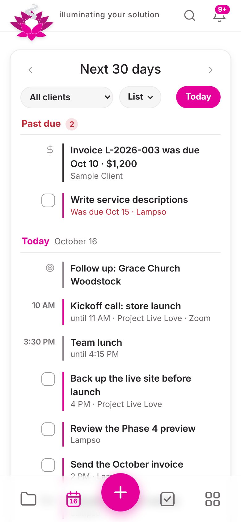 Calendar on a phone